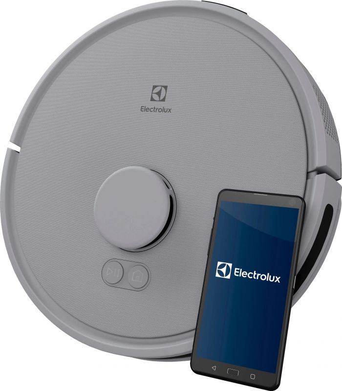 Робот-пилосос Electrolux, h=10см, вологе прибирання, конт пил -0.3л, вода -0.3л, автон. робота до 140хв, Wi-Fi, сірий