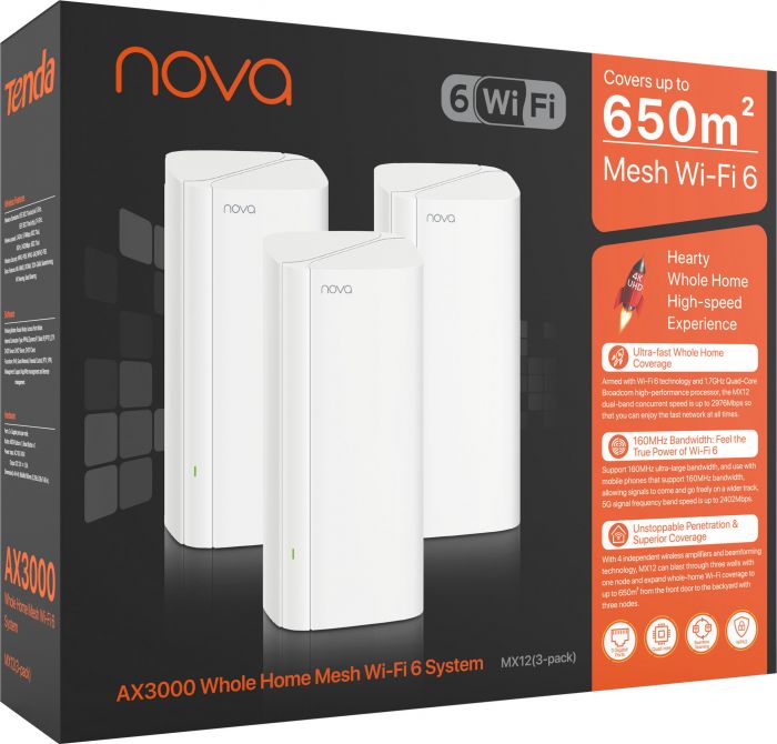 Система WiFi-Mesh TENDA MX12 NOVA AX3000, 3мод