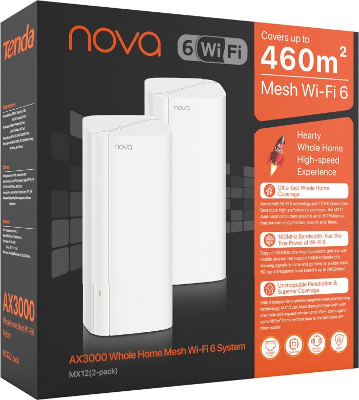 Система WiFi-Mesh TENDA MX12 NOVA AX3000, 2мод