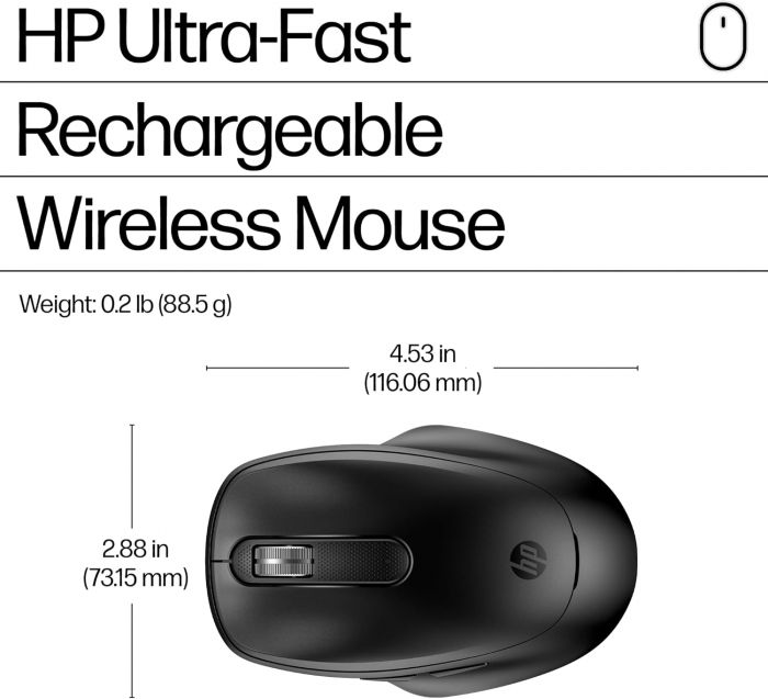 Миша HP 510 Ultra-Fast Rechargeable, USB-A/WL, чорний