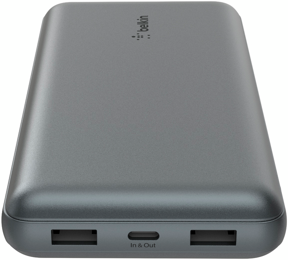 Акумулятор портативний літій-іонний Power Bank Belkin 20000мА·год, 15Вт, 2хUSB-A/USB-C, cірий