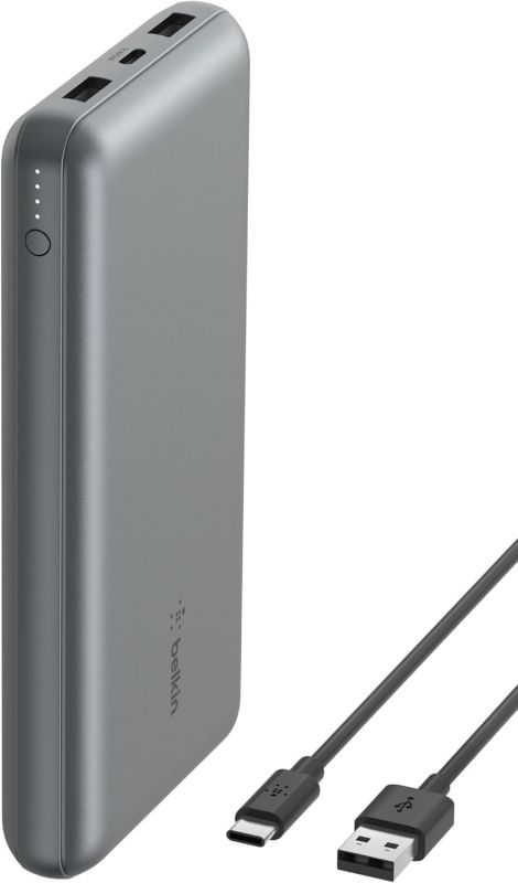 Акумулятор портативний літій-іонний Power Bank Belkin 20000мА·год, 15Вт, 2хUSB-A/USB-C, cірий