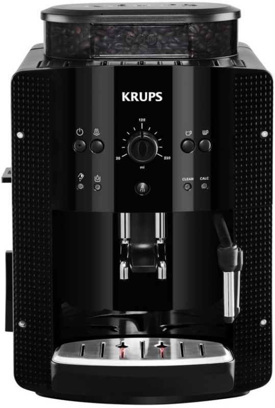 Кавомашина Krups Essential Espresso 1.7л, зерно + мелена, ручний капучинатор, чорний