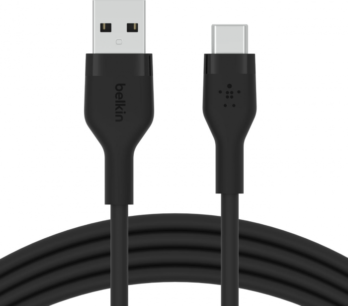 Кабель USB-A > USB-C заряджання/синхронізації Belkin 1м, 60Вт, Type-C, силіконовий з кліпсою, чорний