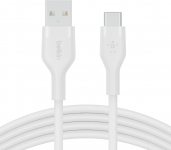 Кабель USB-A > USB-C заряджання/синхронізації Belkin 1м, 60Вт, Type-C, силіконовий з кліпсою, білий