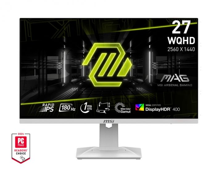 Монітор MSI 27" MAG 274QRFW 2xHDMI, DP, Audio, IPS, 2560x1440, 180Hz, 1ms, sRGB 123%, FreeSync, Pivot, HDR400, білий