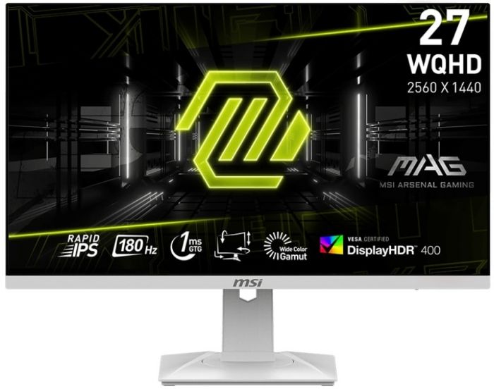 Монітор MSI 27" MAG 274QRFW 2xHDMI, DP, Audio, IPS, 2560x1440, 180Hz, 1ms, sRGB 123%, FreeSync, Pivot, HDR400, білий