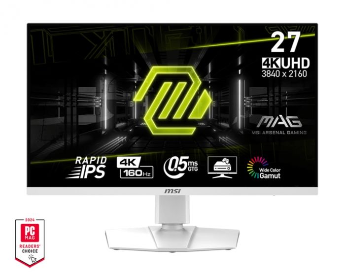 Монітор MSI 27" MAG 274URFW 2xHDMI, DP, USB-C, Audio, IPS, 3840x2160, 160Hz, 0.5ms, sRGB 133%, AdaptiveSync, Pivot, HDR400, білий