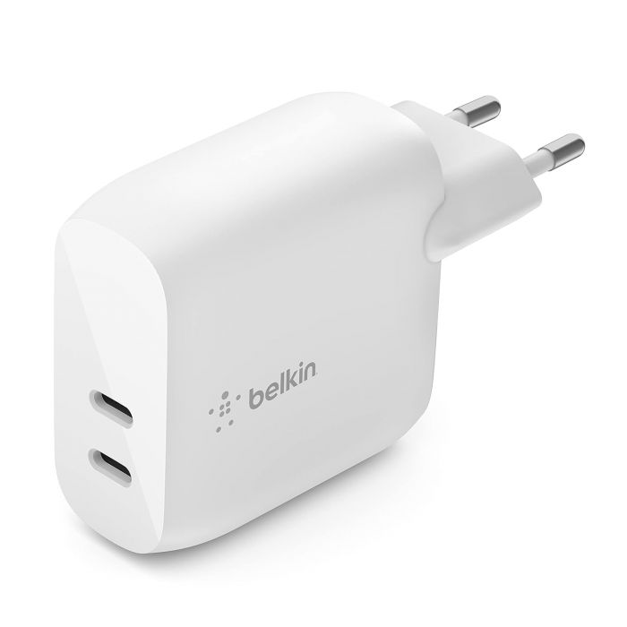 Зарядний пристрій мережевий Belkin 40Вт 2хUSB-С PD, білий