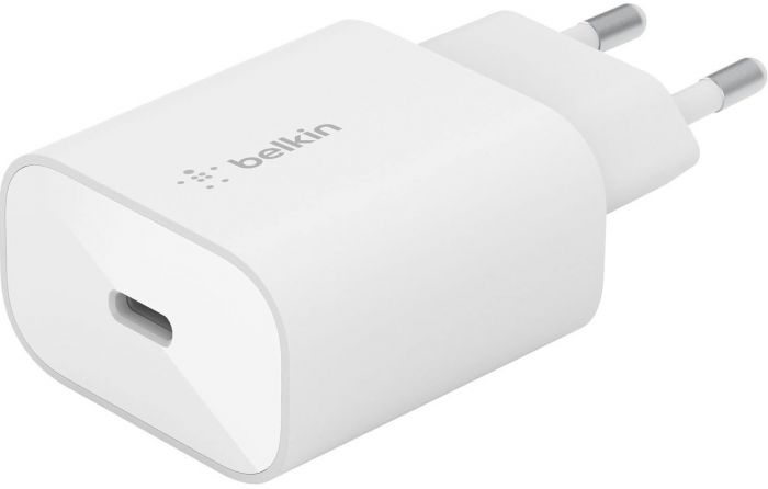 Зарядний пристрій мережевий Belkin 25Вт USB-С PD PPS, кабель USB-С > Lightning, 1м, PVC, білий