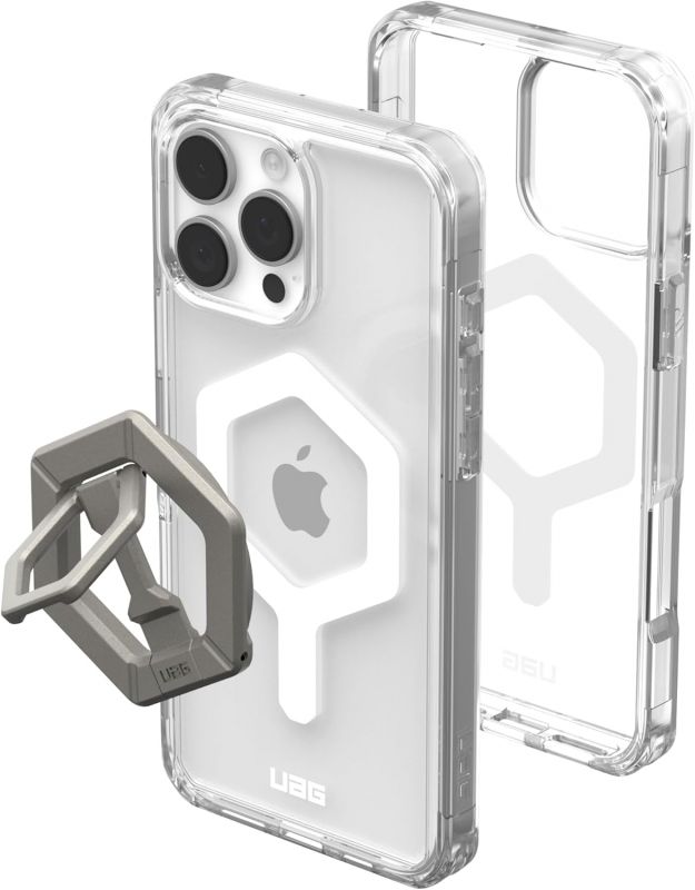 Чохол+магнітне кільце-тримач UAG для Apple iPhone 16 Pro Max, Plyo MagSafe, Ice White/Titanium Stand