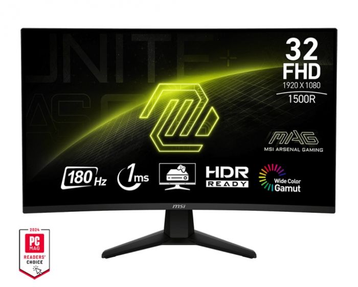 Монітор MSI 31.5" MAG 32C6 2xHDMI, DP, Audio, VA, 180Hz, 1ms, sRGB 101%, CURVED, AdaptiveSync