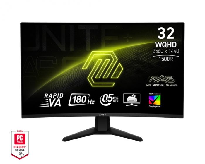 Монітор MSI 31.5" MAG 32CQ6F 2xHDMI, DP, Audio, VA, 2560x1440, 180Hz, 0.5ms, sRGB 101%, CURVED, AdaptiveSync