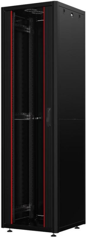 Шафа MIRSAN 19", 36U, GTN SERVER, склянні двері, 800x800 мм, максимально 1000 кг, чорна