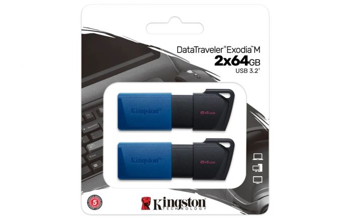 Накопичувач Kingston   64GBx2 USB 3.2 Type-A Gen1 DT Exodia Black Blue