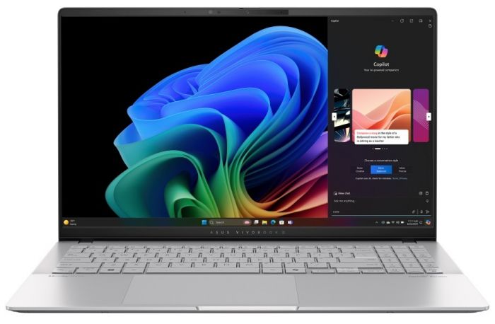 Ноутбук ASUS Vivobook S 15 S5507QA-MA058X 15.6" 3K OLED, Qualcomm X1E-78-10, 32GB, F1TB, UMA, Win11P, Сріблястий