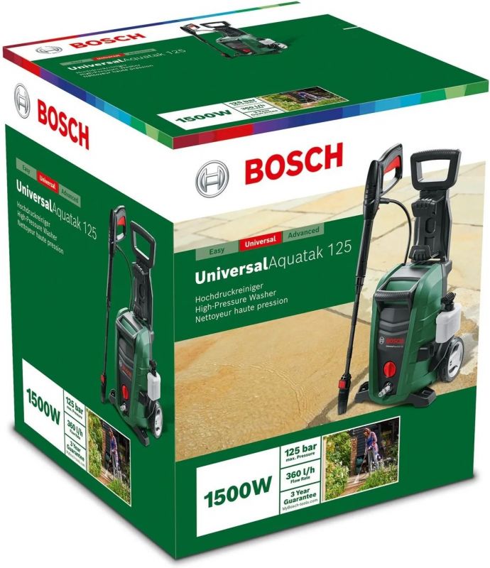 Мінімийка високого тиску Bosch UniversalAquatak 125, 1500Вт, 125бар, 360л/год, шланг 5м, 7.7кг