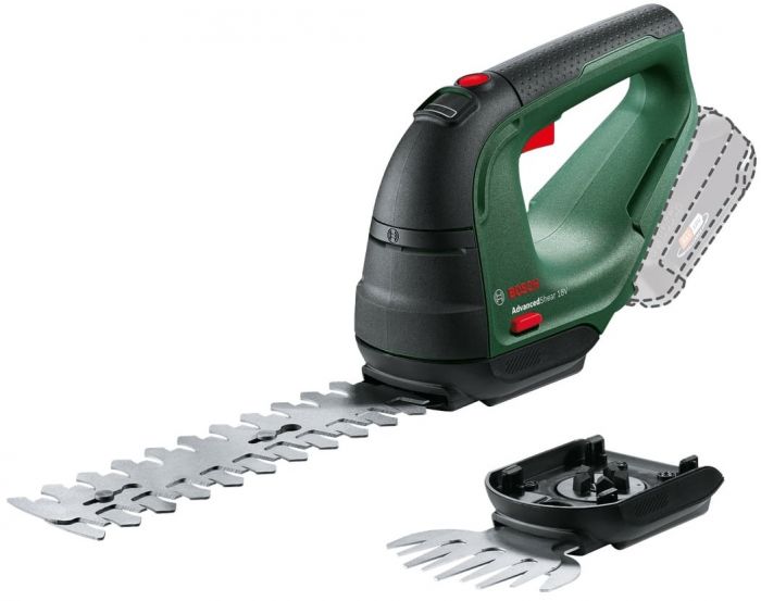 Ножиці для трави акумуляторні Bosch AdvancedShear 18В-10 + насадка кущоріз 10/20см крок різу 8мм 1.85кг