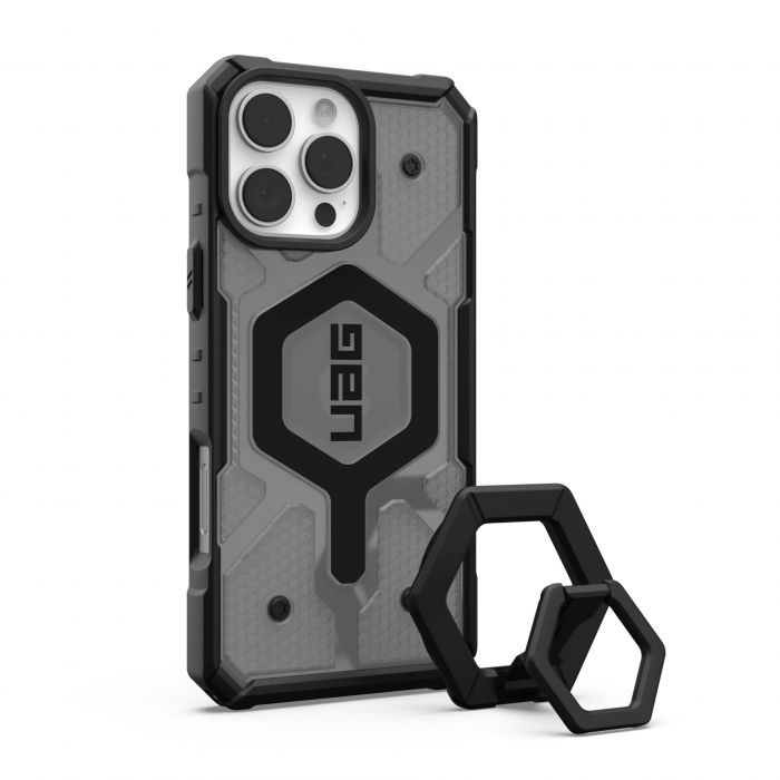 Чохол+магнітне кільце-тримач UAG для iPhone 16 Pro Max, Pathfinder Clear Magsafe, Ash/Black Stand