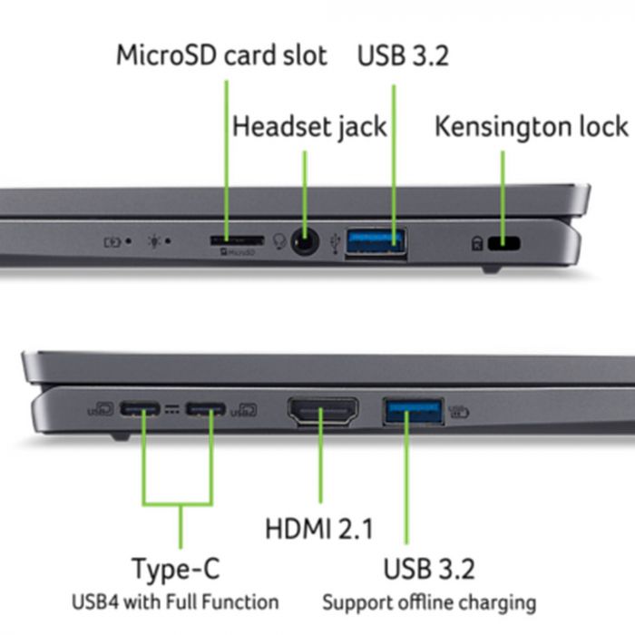 Ноутбук Acer Swift Go 14 SFG14-63 14" 2.8K OLED, AMD R5-8645HS, 16GB, F1TB, UMA, Lin, сірий