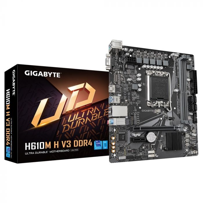 Материнська плата GIGABYTE H610M H V3 DDR4 s1700 H610 2xDDR4 HDMI D-Sub mATX