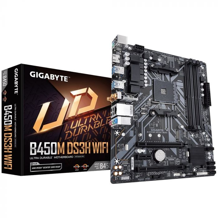 Материнська плата GIGABYTE B450M DS3H WIFI sAM4  B450 4xDDR4 Wi-Fi HDMI mATX