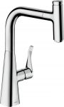 Змішувач для кухні Hansgrohe Metris Select, довж.виливу - 222мм, поворотний, витяжний, важіль + кнопка, хром