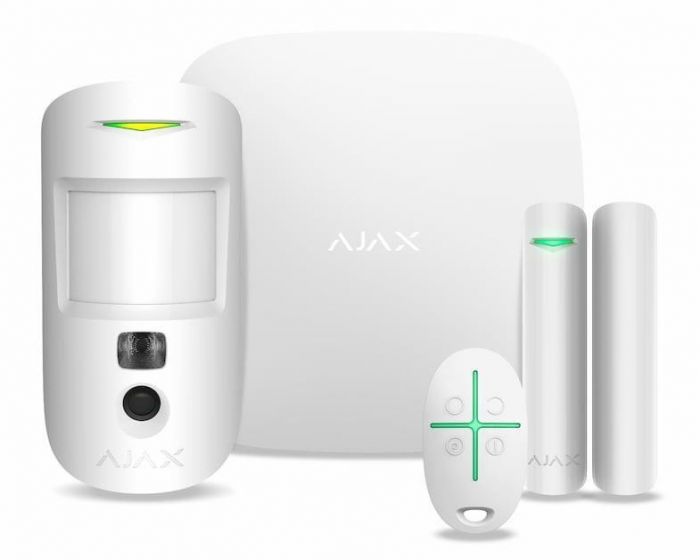 Комплект охоронної сигналізації Ajax HDR StarterKit Cam Plus, hub 2 plus, motioncam HDR, doorprotect, spacecontrol, jeweller, бездротовий, білий