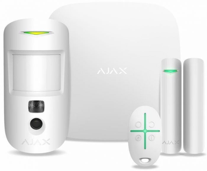 Комплект охоронної сигналізації Ajax HDR StarterKit Cam Plus, hub 2 plus, motioncam HDR, doorprotect, spacecontrol, jeweller, бездротовий, білий