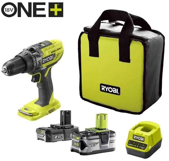 Шурупокрут-дриль ударний акумуляторний Ryobi ONE+ R18PD3-242S 18В 1х2А·год 1х4А·год ЗП 50Нм 500·1800об/хв 1.3кг сумка Шурупокрут-дриль ударний акумуляторний Ryobi ONE+ R18PD3-242S 18В 1х2А·год 1х4А·год ЗП 50Нм 500·1800об/хв 1.3кг сумка