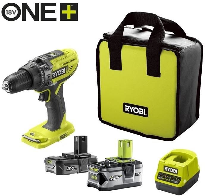 Шурупокрут-дриль ударний акумуляторний Ryobi ONE+ R18PD3-242S 18В 1х2А·год 1х4А·год ЗП 50Нм 500·1800об/хв 1.3кг сумка Шурупокрут-дриль ударний акумуляторний Ryobi ONE+ R18PD3-242S 18В 1х2А·год 1х4А·год ЗП 50Нм 500·1800об/хв 1.3кг сумка