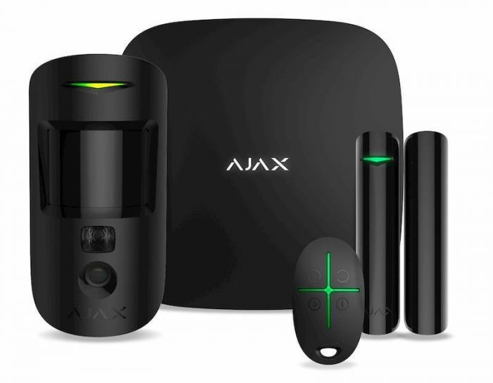 Комплект охоронної сигналізації Ajax HDR StarterKit Cam, hub 2, motioncam HDR, doorprotect, spacecontrol, jeweller, бездротовий, чорний