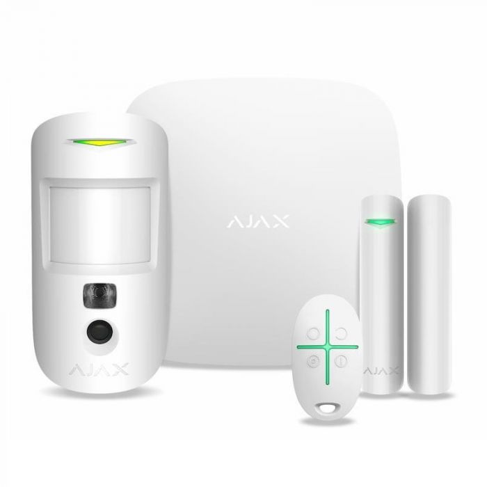 Комплект охоронної сигналізації Ajax HDR StarterKit Cam, hub 2, motioncam HDR, doorprotect, spacecontrol, jeweller, бездротовий, білий