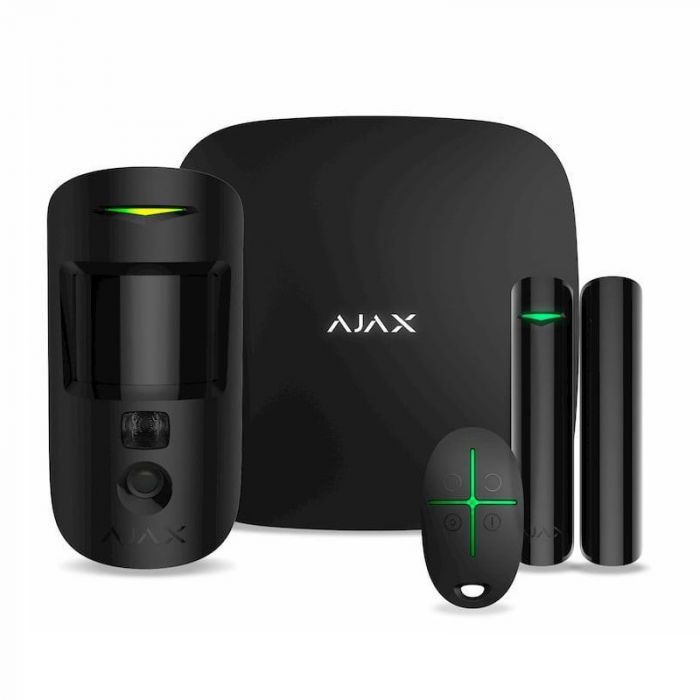 Комплект охоронної сигналізації Ajax HDR StarterKit Cam Plus, hub 2 plus, motioncam HDR, doorprotect, spacecontrol, jeweller, бездротовий, чорний