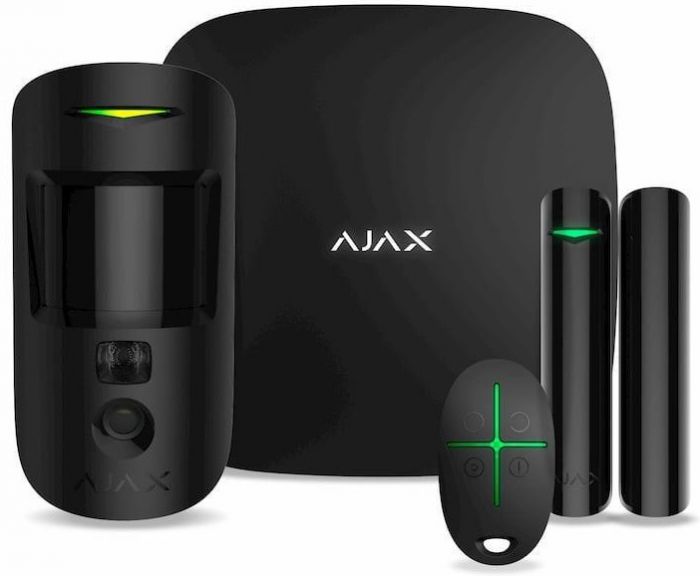 Комплект охоронної сигналізації Ajax HDR StarterKit Cam Plus, hub 2 plus, motioncam HDR, doorprotect, spacecontrol, jeweller, бездротовий, чорний