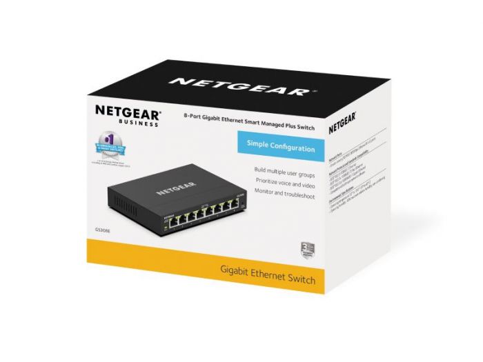 Комутатор NETGEAR GS308E 8xGE, WebSmart