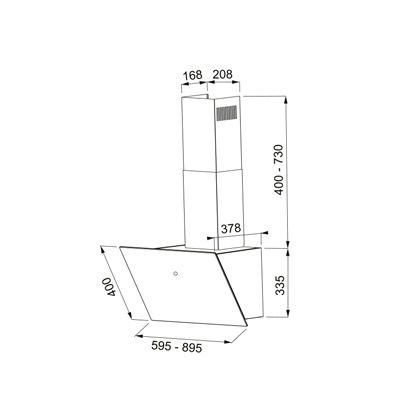 Витяжка Faber похила, 60см, 1160м.куб/год,  VRT BK A60 2LS, чорний