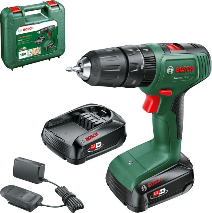 Шурупокрут-дриль акумуляторний Bosch EasyImpact 18V-40 18В 2х2А·год 20·38Нм 0-430·0-1630об·хв кейс ЗП 1.4кг