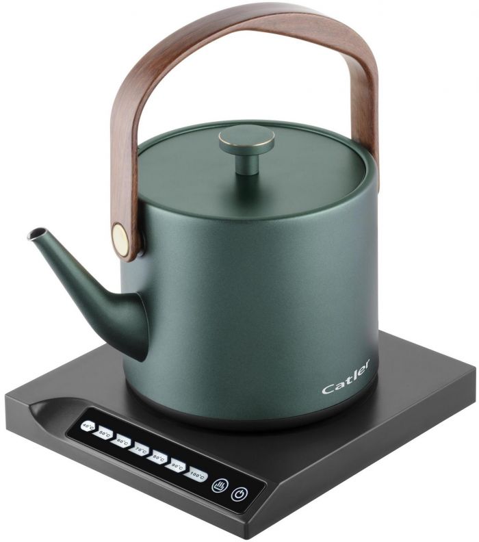 Електрочайник Catler 0.6л, Strix, заварник, нерж. сталь, підтримка температури, сенс. керув., темно-зелений