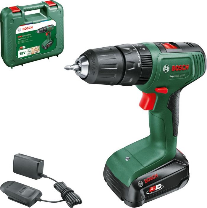 Шурупокрут-дриль акумуляторний Bosch EasyImpact 18V-40 18В 1х2А·год 20·38Нм 0-430·0-1630об·хв кейс ЗП 1.4кг