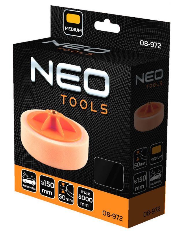 Диск полірувальний Neo Tools, губка середньої твердості , M14, 150x50мм