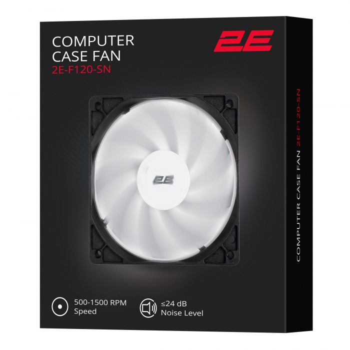 Корпусний вентилятор 2E F120-SN, 120мм, 500-1500rpm, 4pin 24dBa, чорний