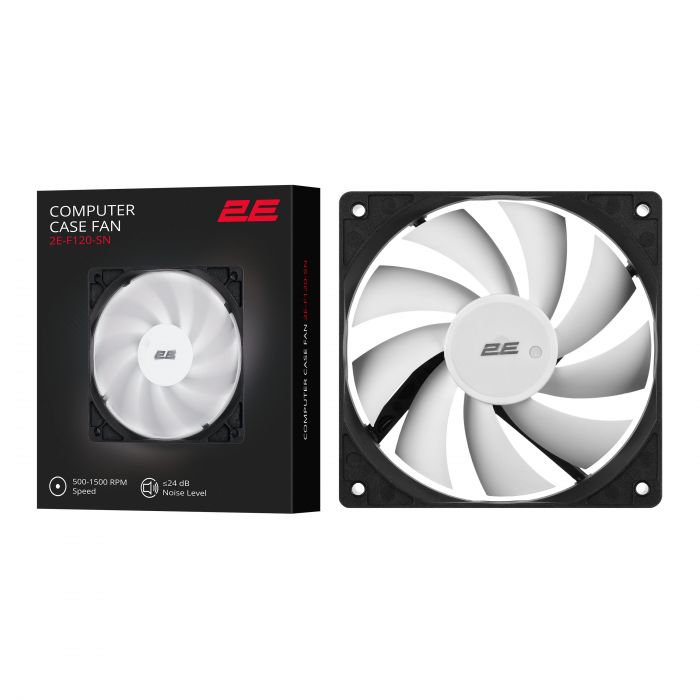 Корпусний вентилятор 2E F120-SN, 120мм, 500-1500rpm, 4pin 24dBa, чорний