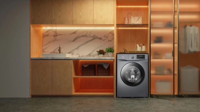 Пральна машина TCL фронтальна, 10кг, 1400, A, 62см, дисплей, пара, інвертор, сірий