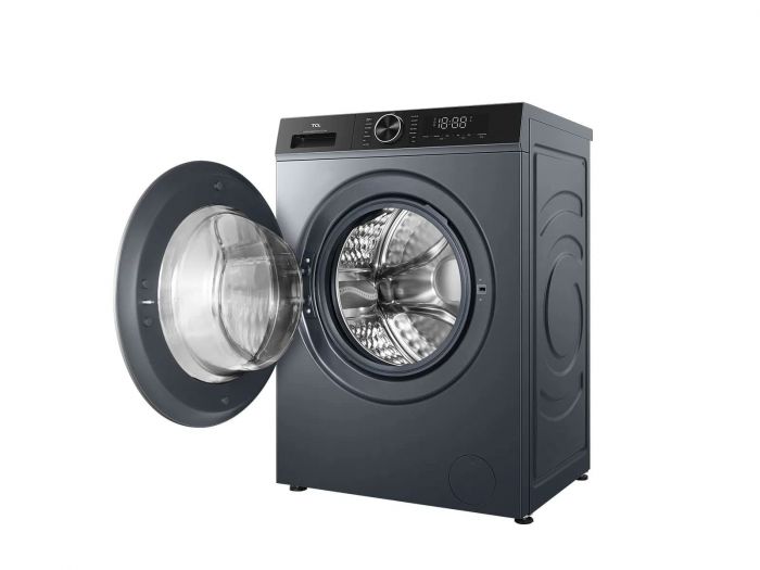 Пральна машина TCL фронтальна, 9кг, 1400, A, 57см, дисплей, пара, інвертор, сірий