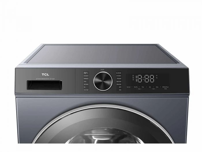 Пральна машина TCL фронтальна, 9кг, 1400, A, 57см, дисплей, пара, інвертор, сірий