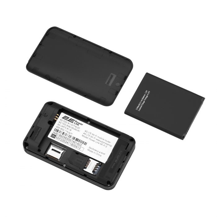 Мобільний маршрутизатор 2E PowerLink (MiFi-2) LTE, Wi-Fi4, 1xType-C, 1xCRC9, 2100мА•год чорний