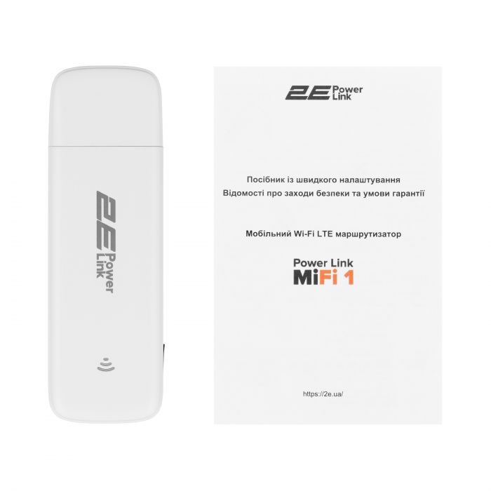 Мобільний маршрутизатор 2E PowerLink (MiFi-1 2024) LTE, Wi-Fi4, 1xUSB, 1xCRC9 білий