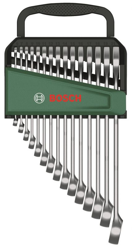 Ключі гайкові Bosch, набір 15шт, комбіновані, 6-21мм, CrV