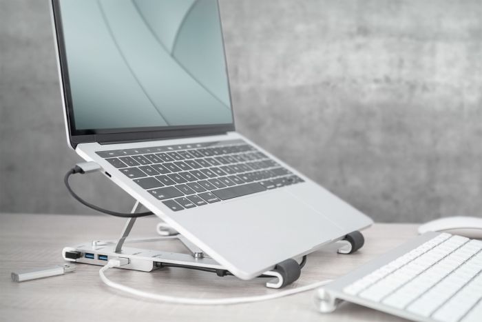 Підставка для ноутбука DIGITUS Variable Notebook Stand, до 17'', USB-C Dock 5-Port, сіра